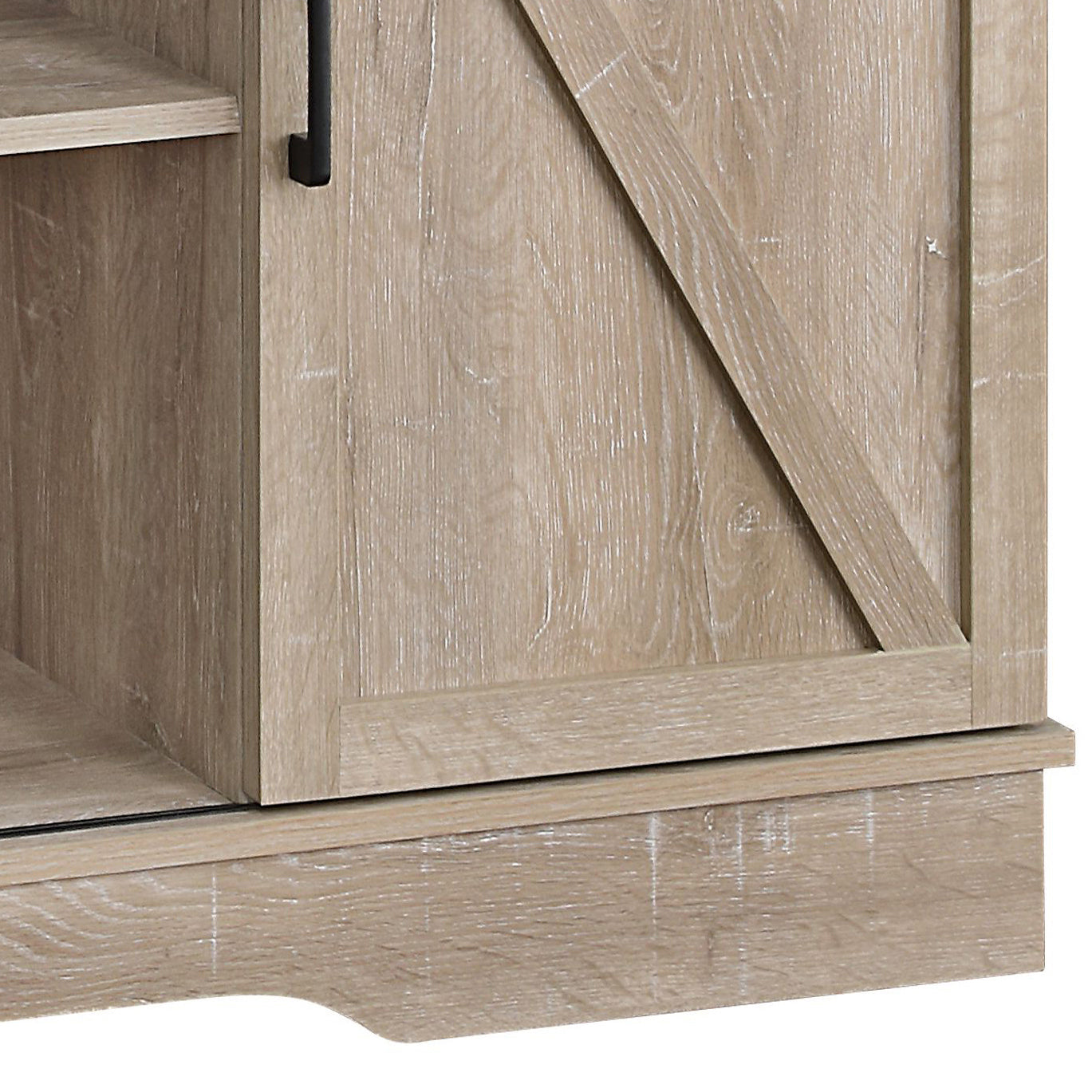 Oak Tv Stand With 2 Sliding Barn Doors Oak Primary Living Space 60 69 Inches Rustic Wood Metal