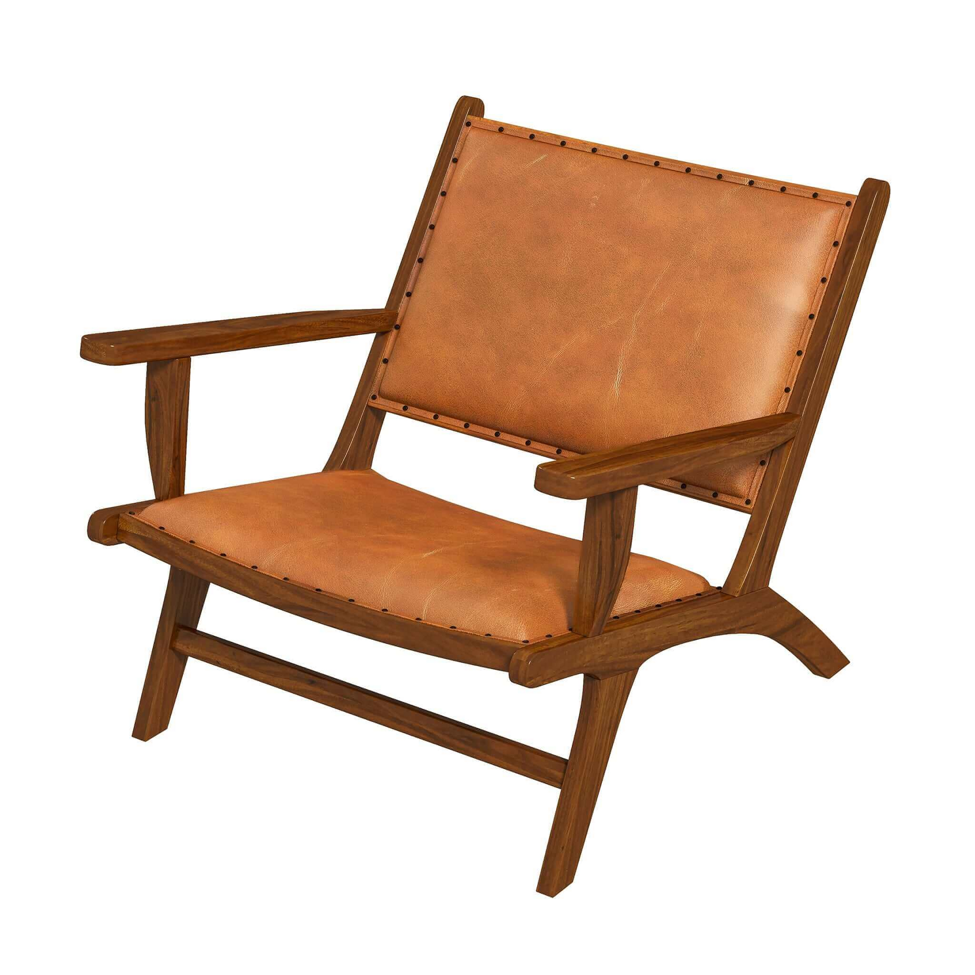 Daniel Leather Arm Chair Brown,Tan Brown Mid Century Modern Walnut Foam Genuine Leather,Solid Wood