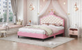 Full Size Lovely Crown Fantasy Pu Leather Princess Bed With Tufted Headboard, Pink Cream Full Pink Mdf Lvl