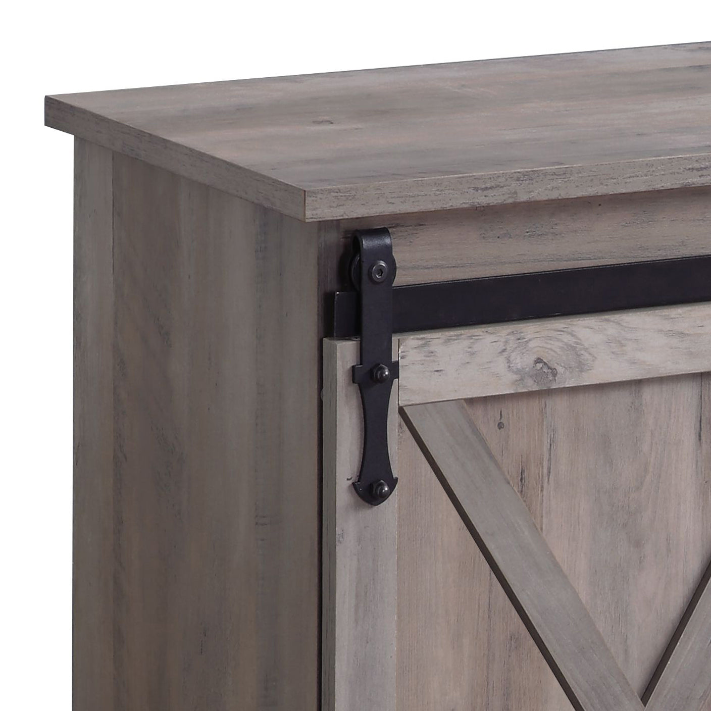 Grey Tv Stand With 2 Sliding Barn Doors Grey Primary Living Space 60 69 Inches Rustic Wood Metal