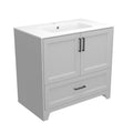 Solid Wood 36 Inch Bathroom Vanity With Single Sink Combo, Modern Vanity Cabinet With 2 Soft Closing Doors & 1 Full Extension Dovetail Drawer Light Grey 1 Light Grey 2 1 36 To 47 In 32 To 35 In Soft Close Doors Bathroom Freestanding Luxury,Modern 20 25