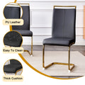 Table And Chair Set.Modern Rectangular Dining Table With Black Textured Stickers Glass Tabletop And Gold Plated Metal Legs.Paried With 4 Comfortable Chairs With Pu Seats And Golden Metal Legs. Black Gold Seats 4 Glass Metal
