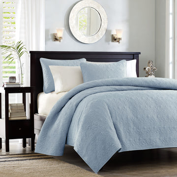 Reversible Quilt Set Blue Full Queen Blue Cotton