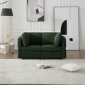 Contemporary Modern Chic Upholstered Fabric Sofa With Storage Seats And Storage Ottomans, 2 Seater Sofa Fabric Couch With Adjustable Arms And Backs For Living Room Green Green Polyester 2 Seat