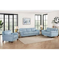 Westcott Leather Sofa Blue Memory Foam Genuine Leather 3 Seat