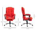 Homcom High Back Ergonomic Executive Office Chair, Pu Leather Computer Chair With Retractable Footrest, Lumbar Support, Padded Headrest And Armrest, Red Red Pu Leather