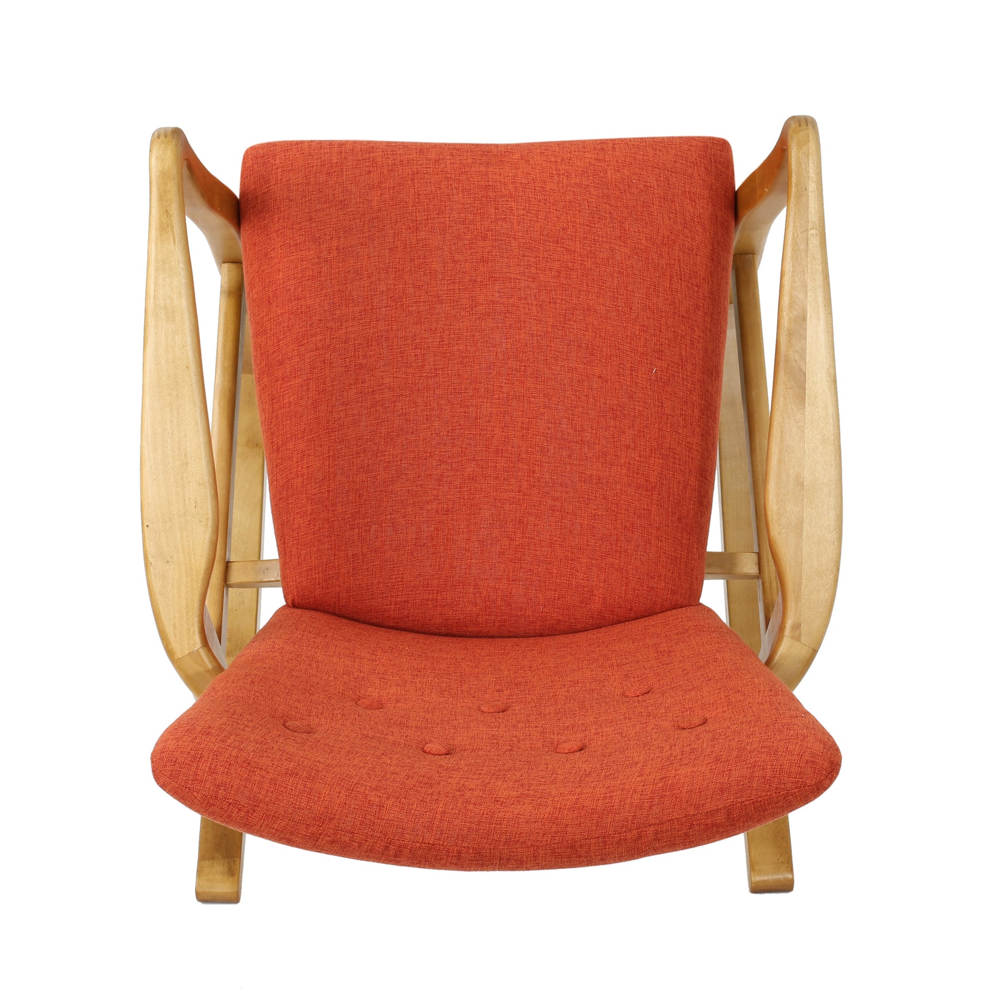 Solid Wood Rocking Chair Orange Fabric