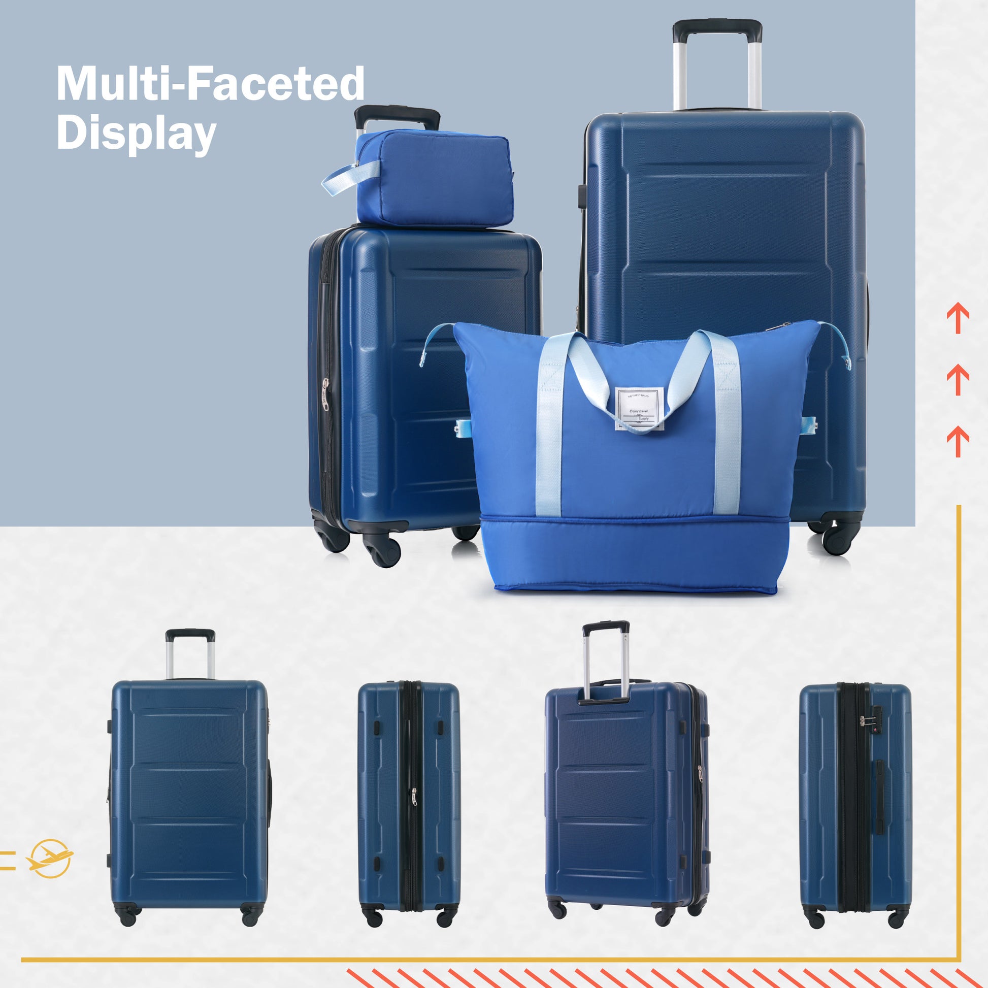 2 Piece Luggage Set With Bags Expanable Spinner Wheels Abs Lightweight Suitcase With Tsa Lock 20Inch 24Inch Blue Abs