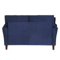 Blue Velvet Upholstery 1Pc Comfort Loveseat Plush Seatbacks Tufted Detail Solid Wood Frame Modern Living Room Furniture Blue Velvet Wood Primary Living Space Modern Flared Arms Solid Wood