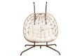 Outdoor Egg Swing Chair With Stand,Thick Cushions And Pillow Yes Deep Seating White Water Resistant Frame Fade Resistant Cushion Garden & Outdoor Classic 2 Person Seating Group Cotton Rattan Metal