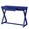 Twilight Blue 1 Drawer Writing Desk With X Shaped Base Blue Writting Desk Office Freestanding Poplar Rectangular Drawers Desk Wood Sled