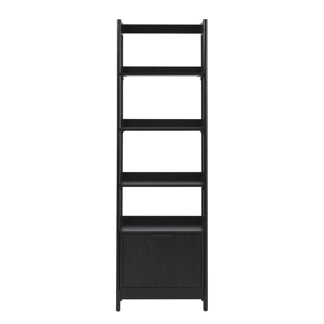 Transitional Narrow Bookshelf With Drawer On Bottom Black Black Mdf Mdf