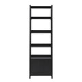 Transitional Narrow Bookshelf With Drawer On Bottom Black Black Mdf Mdf