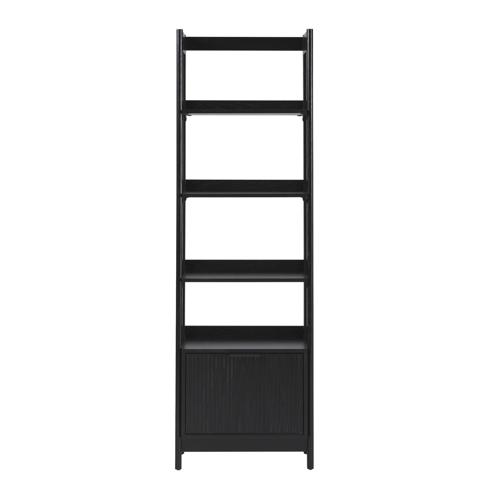 Transitional Narrow Bookshelf With Drawer On Bottom Black Black Mdf Mdf