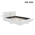 Queen Size Upholstered Platform Bed, White Box Spring Not Required Queen White Wood Bedroom Bed Frame Upholstered