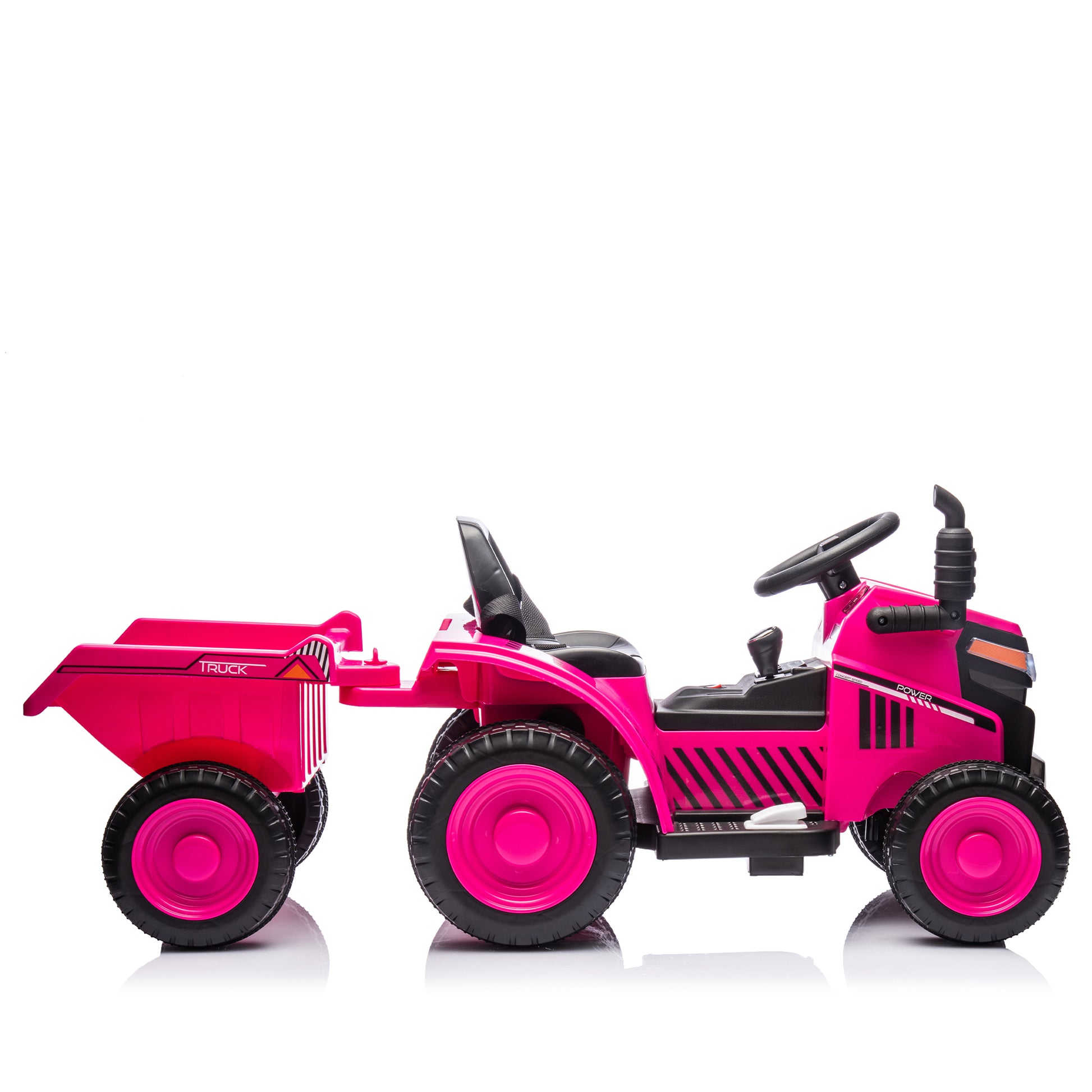 12V Kids Ride On Electric Tractor Black Knight,Kids Ride On Toy.2Wd,Non Skid Tires, Steering Wheel, Foot Pedal,With Removable Storage Tug,Light,Bluetooth,Music,Mp3,Usb,Power Display For Kids Aged 3 . Rose Red 50 99 Lbs Polypropylene