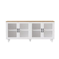 Farmhouse Tv Stand With Tempered Glass Doors For Tvs Up To 70