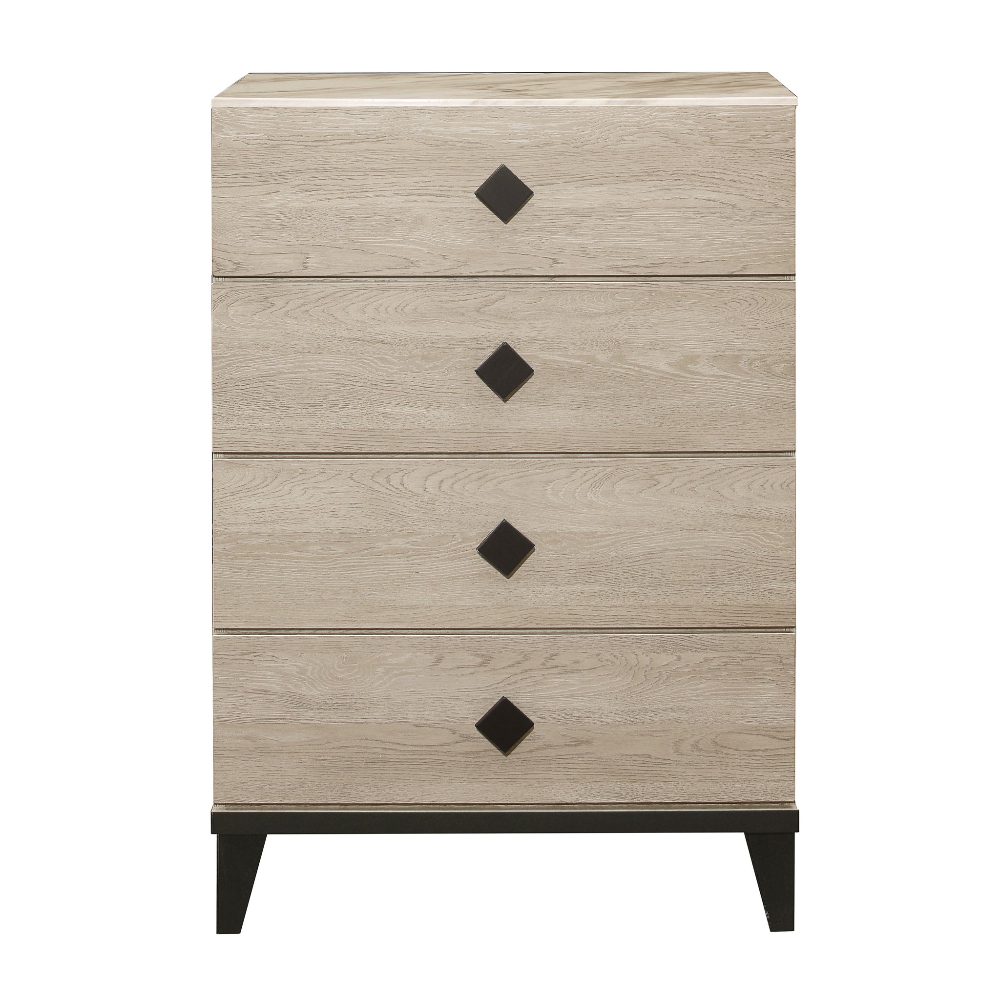 Modern Design Bedroom Furniture 1Pc Cream Finish And Black 4 Drawers Beautiful Chest With Faux Marble Top Black,Cream Modern Wood