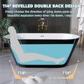 55 Inch Acrylic Freestanding Bathtub Contemporary Soaking White Tub With Overflow And Pop Up Drain Gloss Black Black White Oval Bathroom Freestanding Tubs Polished Less Than 59 In Contemporary,Modern Soaking Center Fiberglass Acrylic