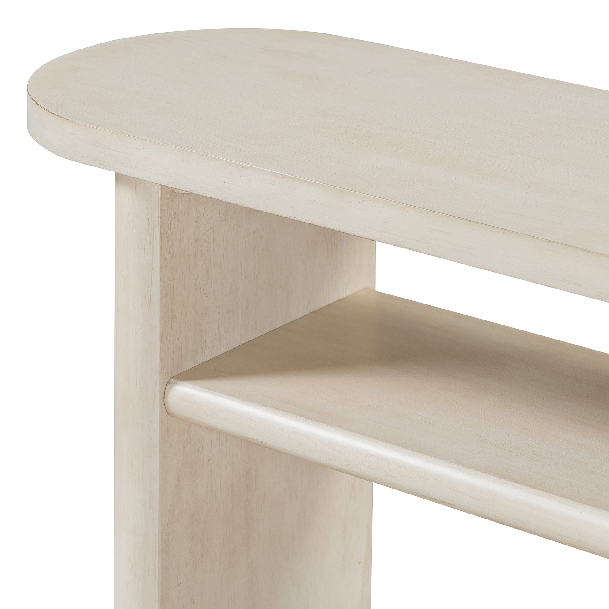 Elegant Minimalist Console Table With Rounded Edges And Sturdy Shelf Design For Entryway, Living Room Gray Wash Gray Wash Solid Wood Mdf