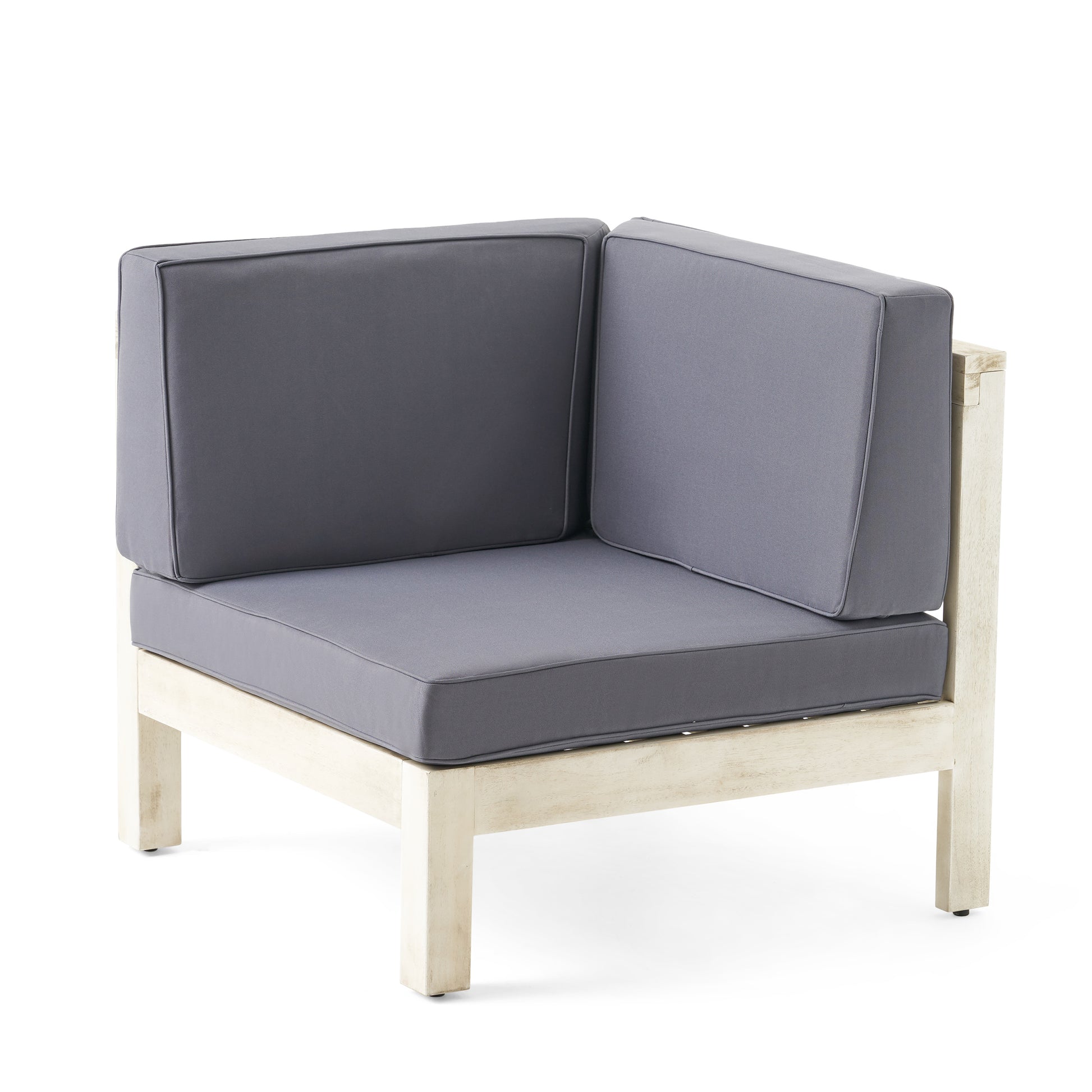 Brava X Back 2 Seater Sectional Seat With Coffee Table. Light Grey Dark Grey Seats 2 Acacia Wood