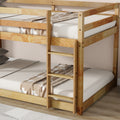 Solid Wooden, Solid Rubber Wooden Twin Over Twin Loft Bed With Ladder, With Bed Platform Of Strengthened Slatsnatural Twin Natural Rubber Wood