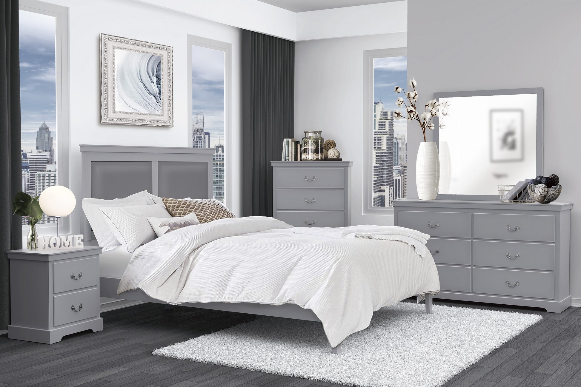 Classic Traditional 1Pc Chest Of 5 Drawers Gray Finish Bedroom Furniture Wooden Gray Wood