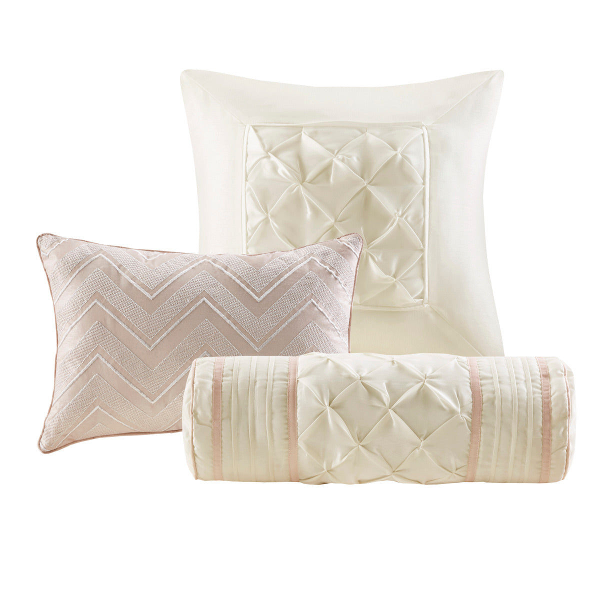 7 Piece Tufted Comforter Set Blush King King Blush Polyester