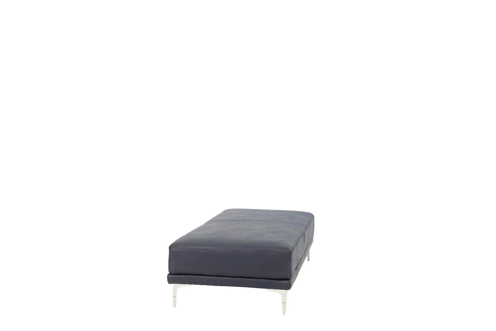 Modern Ink Blue Large Ottoman Metal Legs 1Pc Cocktail Ottoman Living Room Blue Faux Leather Primary Living Space Blue Contemporary,Modern Rectangle Bonded Leather