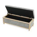 Osgood Gray Storage Ottoman Gray Wood Fabric