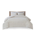 3 Piece Cotton Seersucker Duvet Cover Set Queen Ivory Cotton