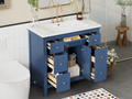 36'' Bathroon Vanity With Resin Sink Combo Set, Modern Freestanding Single Bathroom Cabinet With 6 Drawers & 2 Cabinets, Storage Cabinet For Bathroom, Solid Wood Frame Vanity Set, Blue 4 Blue 2 2 Bathroom Freestanding Solid Wood Mdf Resin Painted