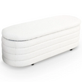 Cabana White Boucle Bench W Storage Black,White Flip Top Boucle