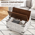Homcom Coffee Table With Flip Top Hidden Storage, Square Center Table White White Particle Board
