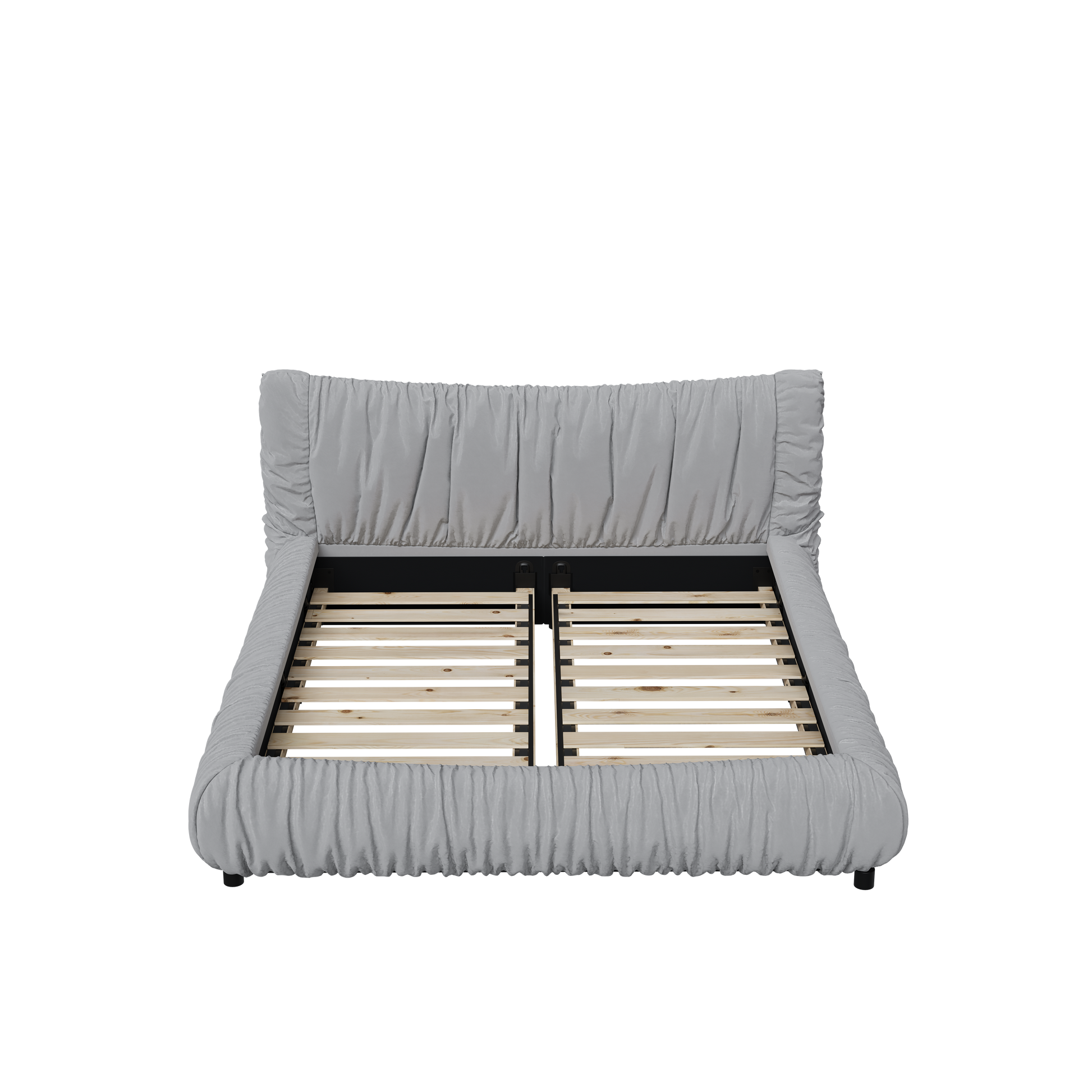 King Size Luxury Upholstered Platform Bed With Removable Cushion And Solid Wood Frame,Suitable For Multiple Heights Of Mattresses,Light Grey King Light Grey Upholstered