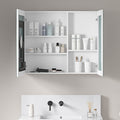 36'' W X 30'' H Surface Frameless Mirror Medicine Cabinet, Beveled Mirror Edges Bathroom Medicine Cabinet White Engineered Wood