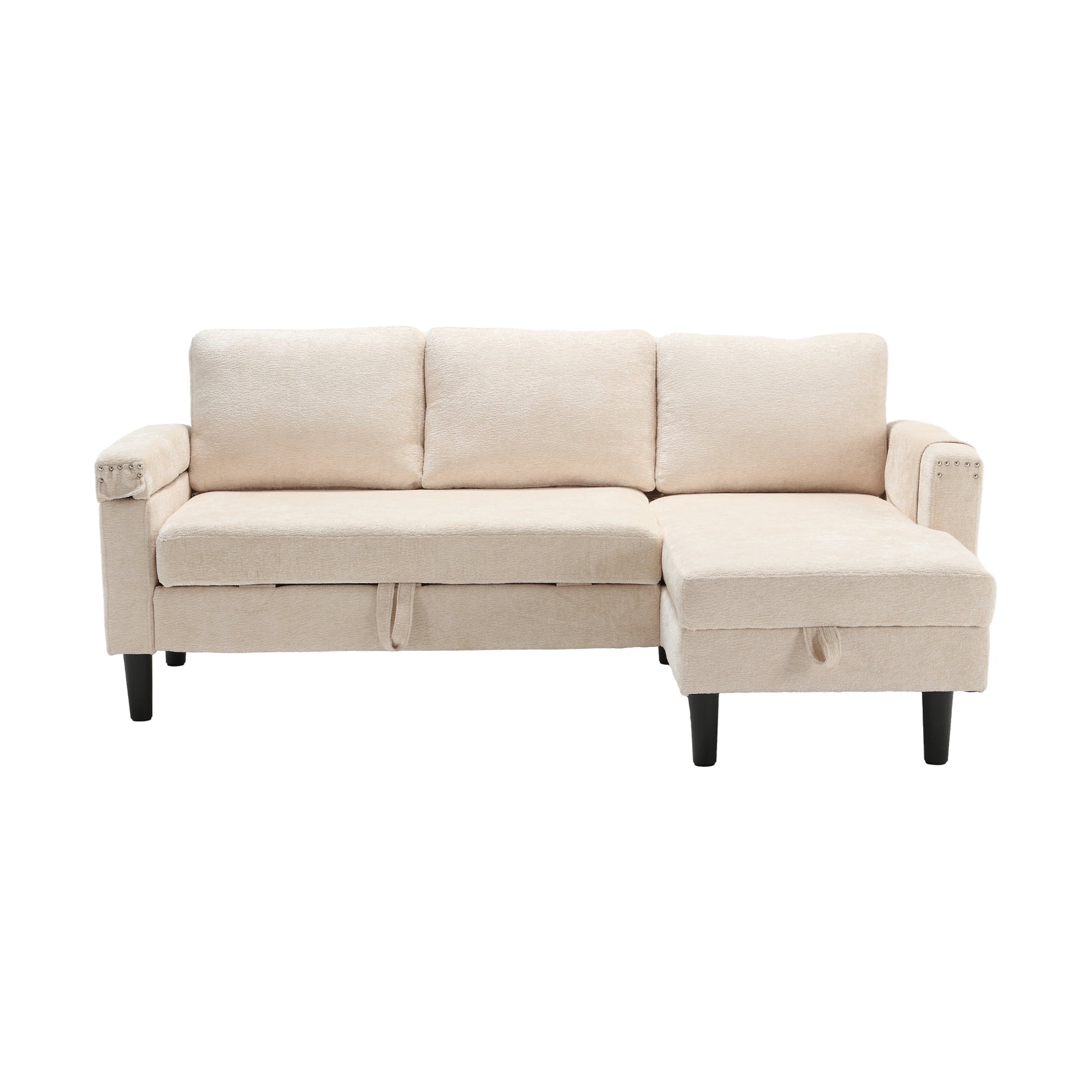 United Sectional Sofa Reversible Sectional Sleeper Sectional Sofa With Storage Chaise Beige Chenille