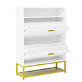 Shoe Cabinet With 2 Flip Drawers, And 2 Shelves, Modern Free Standing Shoe Rack For Heels, Boots, Slippers,Shoe Storage Cabinet For Entryway, Hallway, Living Room, White White Mdf