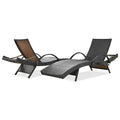 K&K 80'' Outdoor Wicker Chaise Lounge Chairs Set Of 2, Patio Rattan Reclining Chair Pull Out Side Table Adjustable Backrest Ergonomic Wave Design Pool Sunbathing Recliners, Dark Brown No Lounge Dark