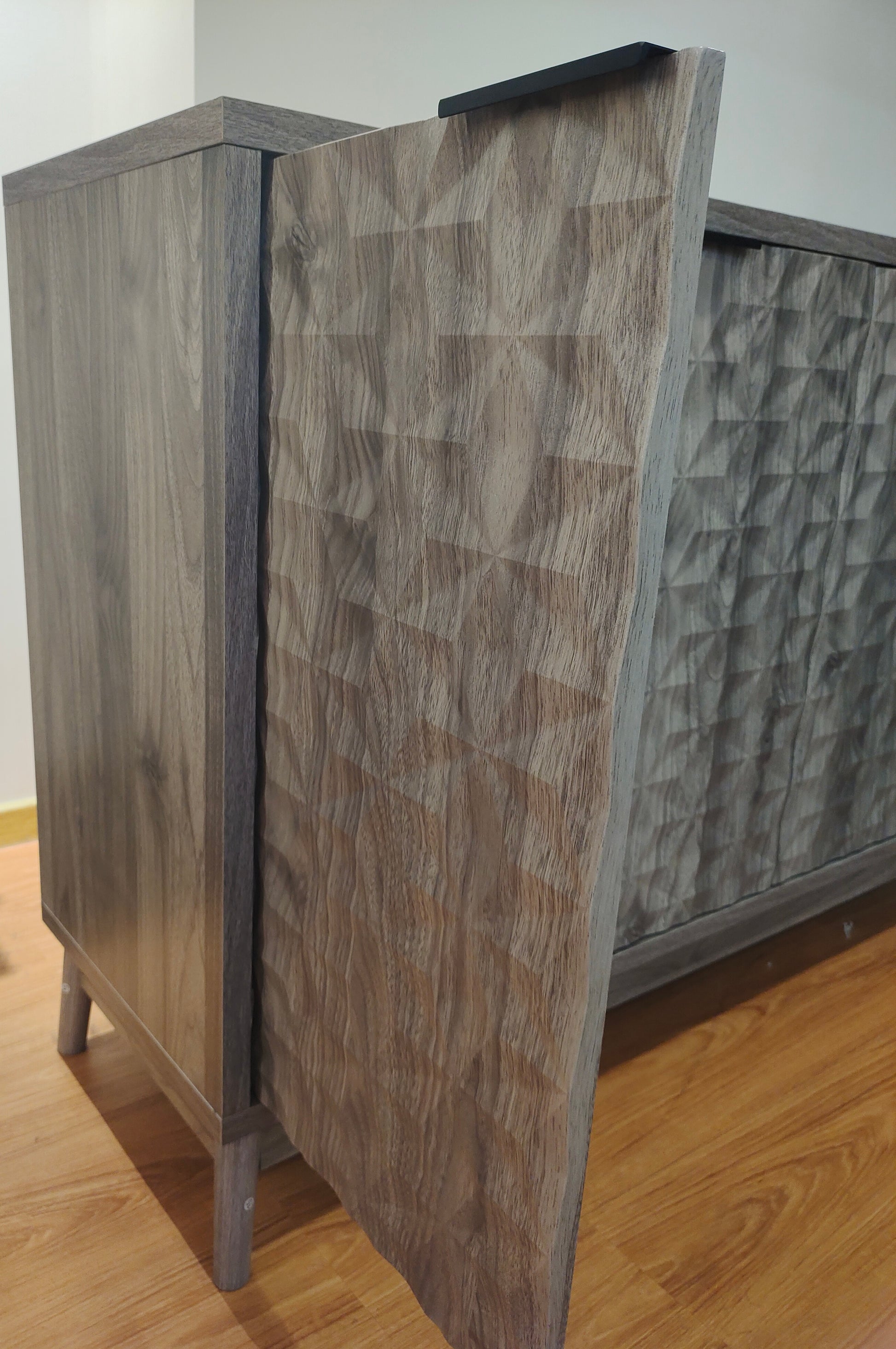 Modern Style Buffet Cabinet,Sideboard Buffet Cabinet With Storage,Storage Cabinet With 4 Diamond Shaped Relief Doors For Living Room,Dining Room,Entryway,Hallway,Kitchen,Grey Gray Gray Dining Room