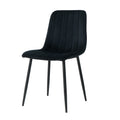 Indoor Black Velvet Dining Chair, Modern Kitchen Dining Chair With Cushion Back, Upholstered Side Chair With Black Coated Metal Legs, Family Kitchen Dining Room And Living Room Set Of 4 Metal Black