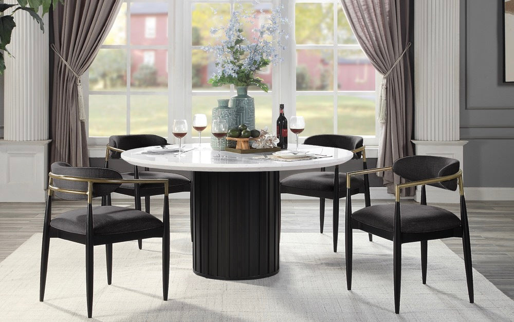 Jaramillo Side Chair Set 2 , Black Fabric & Black Finish Dn02696 Black Wood Metal