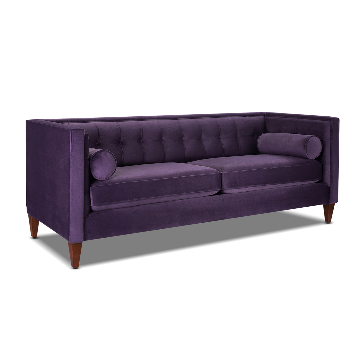 Jack 84" Modern Tuxedo Tufted Sofa, Purple Velvet Purple Foam Velvet 3 Seat