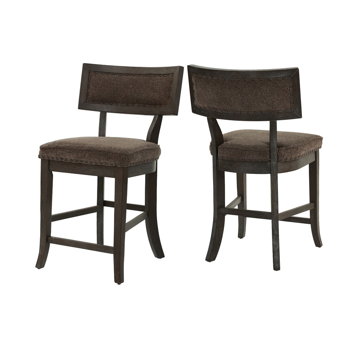 Set Of 2 Dining High Chairs With Fabric Upholstery Cushion, Espresso Solid Espresso Dining Room Dining Chairs Set Of 2 Rubber Wood