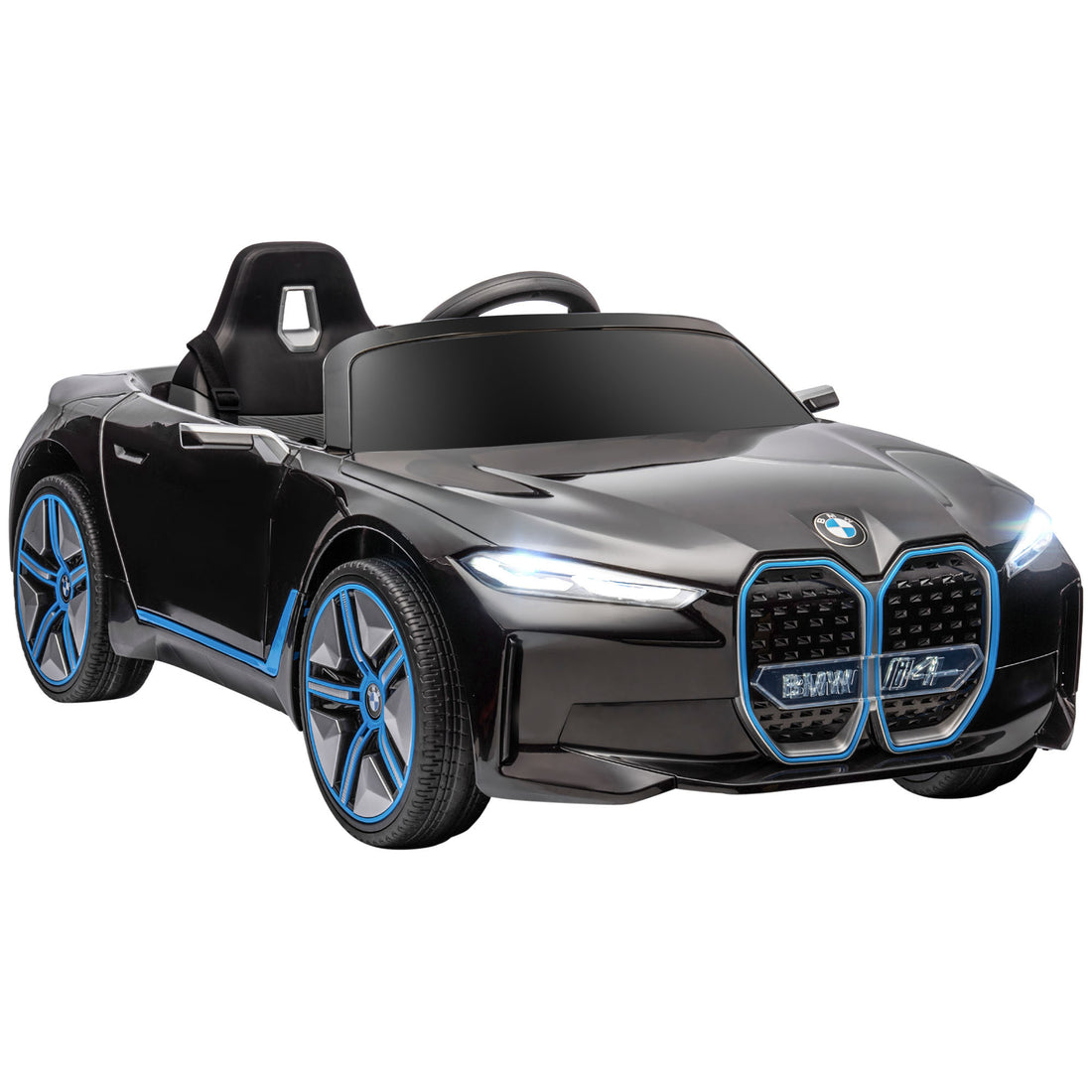 Aosom Electric Car For Kids, 12V Licensed Bmw Ride On Car With 2.4G Remote Control, Suspension System, Horn Honking, Music, Lights For Boys And Girls, Black Black Plastic