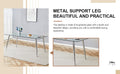 Table And Chair Set.Modern Rectangular Glass Dining Table With A Tempered Glass Tabletop And Silver Metal Legs, Paired With Multiple Chairs Designed With Pu Cushions And Silver Metal Legs. Silver White Seats 6 Tempered Glass
