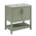 30 Inch Green Bathroom Vanity With Ceramic Sink And Versatile Storage Ideal For Small Bathrooms Green Bathroom Solid Wood Mdf