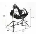 Hammock Camping Chair, Folding Portable Rocking Chair, Aluminum Alloy Adjustable Back Swinging Chair With Pillow Cup Holder, Recliner With Carry Bag For Outdoor Travel Lawn Backyard, Black 2Pcs
