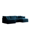 U Shaped Sectional Sofa W Reversible Footrest, 5 Seater Convertible Corner Couch With 2 Ottomans ,Modern Minimalist Soft Sofa & Couch For Living Roomblue Chenille Blue Chenille 3 Seat