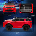 Qaba Land Rover Discovery Sport Licensed 12V Kids Ride On Car, Battery Powered Kids Electric Car With Remote Control, Soft Start, Led Lights, Music Horn, 3 Speeds, Red Red Plastic